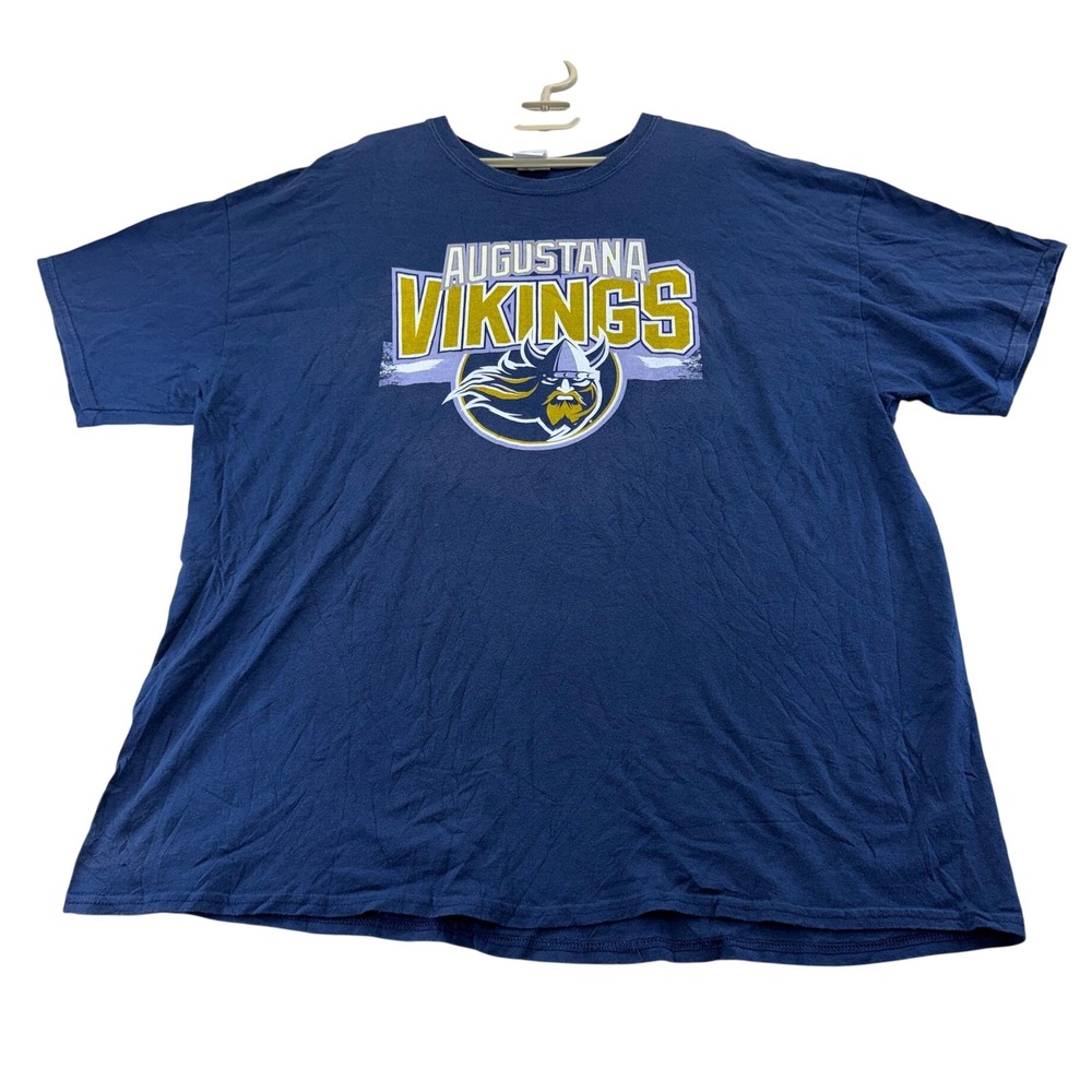 Gildan T-Shirt Mens 2XL Blue Augustana Vikings Vintage Graphic Heavy Cotton Tee